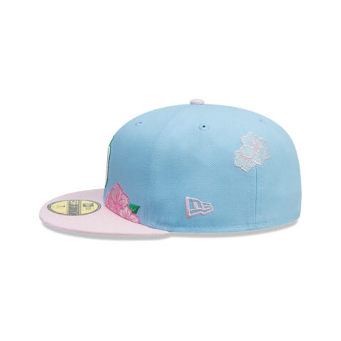 New Era 59Fifty San Diego Padres City Element Dominicana Flower Fitted Hat Sky Blue Pink - Image 6