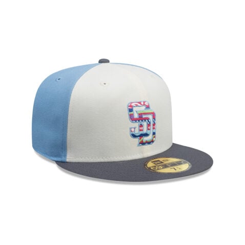 New Era 59Fifty San Diego Padres City Element Guatemala Fitted Hat Sky Blue White Gray - Image 3