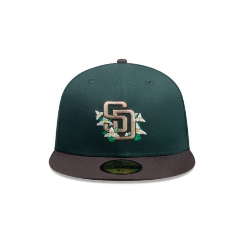 New Era 59Fifty San Diego Padres City Element Guatemala Flower Fitted Hat Dark Green Brown - Image 2