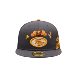 New Era 59Fifty San Francisco 49ers Dia De Los Muertos Fitted Hat Graphite Orange