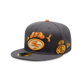 New Era 59Fifty San Francisco 49ers Dia De Los Muertos Fitted Hat Graphite Orange