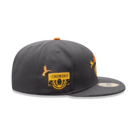 New Era 59Fifty San Francisco 49ers Dia De Los Muertos Fitted Hat Graphite Orange - Image 3