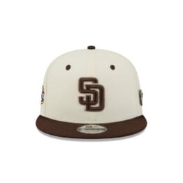 New Era 9Fifty San Diego Padres Mascot Pin Snapback Hat Chrome White Brown