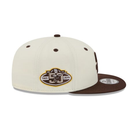 New Era 9Fifty San Diego Padres Mascot Pin Snapback Hat Chrome White Brown - Image 4