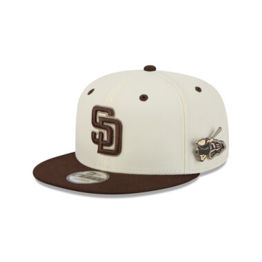New Era 9Fifty San Diego Padres Mascot Pin Snapback Hat Chrome White Brown