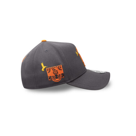New Era 9Forty Los Angeles Dodgers Dia De Los Muertos A-Frame Snapback Hat Graphite Orange - Image 4