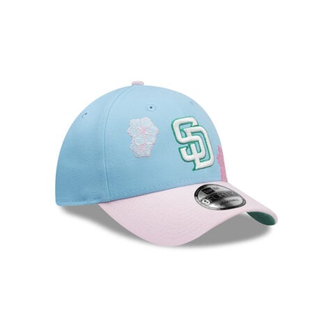 New Era 9Forty San Diego Padres City Element Dominicana Flower Snapack Hat Sky Blue Pink - Image 3