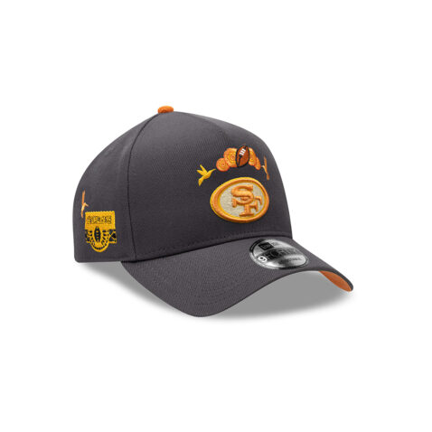New Era 9Forty San Francisco 49ers Dia De Los Muertos A-Frame Snapback Hat Graphite Orange - Image 3
