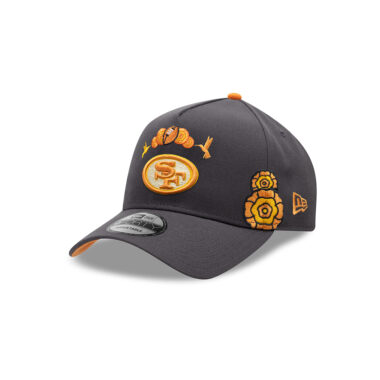 New Era 9Forty San Francisco 49ers Dia De Los Muertos A-Frame Snapback Hat Graphite Orange
