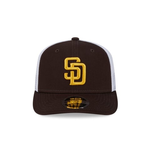 New Era 9Seventy San Diego Padres Trucker Snapback Hat Brown Gold White - Image 2