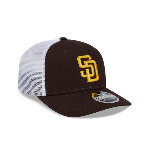 New Era 9Seventy San Diego Padres Trucker Snapback Hat Brown Gold White - Image 3