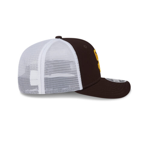 New Era 9Seventy San Diego Padres Trucker Snapback Hat Brown Gold White - Image 4