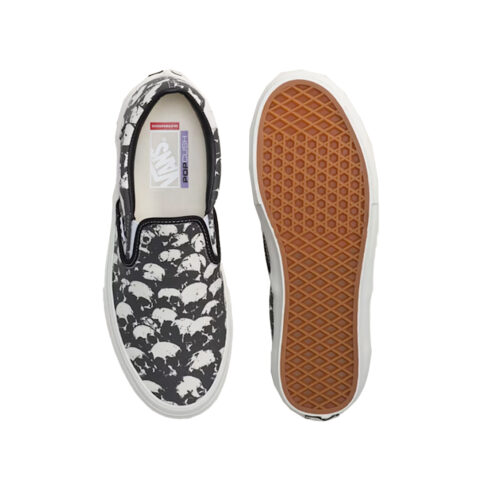 Vans Skate Slip-On Skull Pile Shoes Black White Gum - Image 2