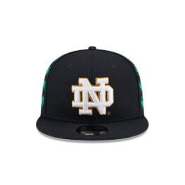 New Era 9Fifty University of Notre Dame Fighting Irish Sticker Helmet Snapback Hat Dark Navy White Gold