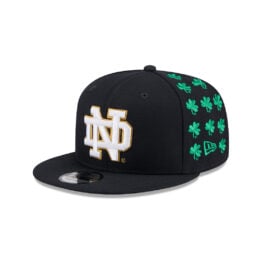 New Era 9Fifty University of Notre Dame Fighting Irish Sticker Helmet Snapback Hat Dark Navy White Gold