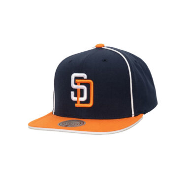 Mitchell & Ness San Diego Padres Pipe Cooperstown Snapback Hat Blue Orange
