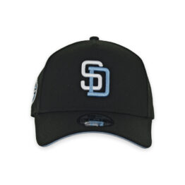 New Era 9Forty San Diego Padres A-Frame Snapback Hat Black Light Blue