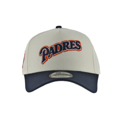 New Era 9Forty San Diego Padres 1998 Script Two Tone A-Frame Snapback Hat Chrome White Dark Navy Blue