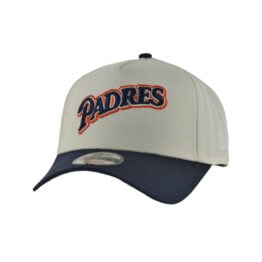New Era 9Forty San Diego Padres 1998 Script Two Tone A-Frame Snapback Hat Chrome White Dark Navy Blue