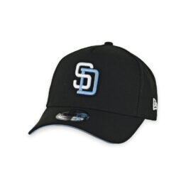 New Era 9Forty San Diego Padres A-Frame Snapback Hat Black Light Blue