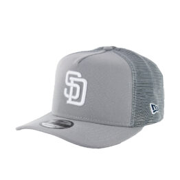 New Era 9Fifty San Diego Padres A-Frame Mesh Trucker Snapback Hat Gray White