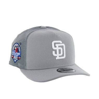 New Era 9Fifty San Diego Padres A-Frame Mesh Trucker Snapback Hat Gray White New Era 9Fifty San Diego Padres A-Frame Mesh Trucker Snapback Hat Gray White