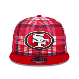 New Era 9Fifty San Francisco 49ers Sideline Statement Snapback Hat Red Plaid