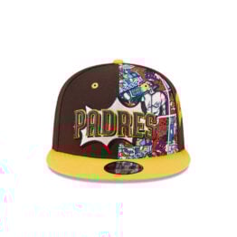 New Era 9Fifty Youth San Diego Padres Comic Book Snapback Hat Brown Gold