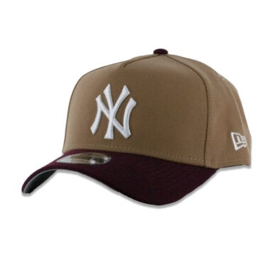 New Era 9Forty New York Yankees Two Tone A-Frame Snapback Hat Khaki White Maroon