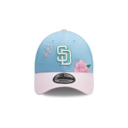 New Era 9Forty San Diego Padres City Element Dominicana Flower Snapack Hat Sky Blue Pink