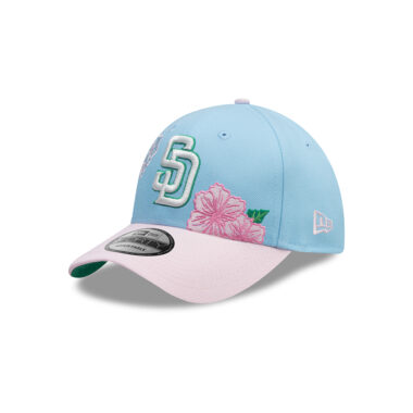 New Era 9Forty San Diego Padres City Element Dominicana Flower Snapack Hat Sky Blue Pink