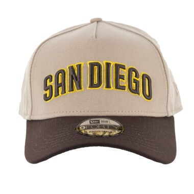 New Era 9Forty San Diego Padres Jersey Hook Arch Word Logo A-Frame Snapback Hat Camel Burnt Wood Brown New Era 9Forty San Diego Padres Jersey Hook Arch Word Logo A-Frame Snapback Hat Camel Burnt Wood Brown