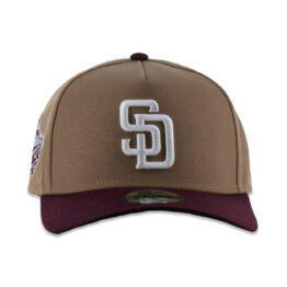 New Era 9Forty San Diego Padres Two Tone A-Frame Snapback Hat Khaki Maroon