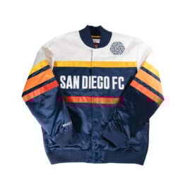 Mitchell & Ness San Diego Football Club SDFC Head Coach Lightweight Satin Jacket White Orange Navy Blue