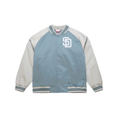 Mitchell & Ness San Diego Padres Thunderstorm Lightweight Satin Jacket Two Tone Grey Mitchell & Ness San Diego Padres Thunderstorm Lightweight Satin Jacket Two Tone Grey