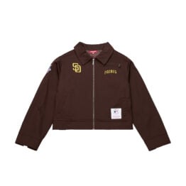 Mitchell & Ness San Diego Padres Womens Script Mechanic Jacket Brown Gold