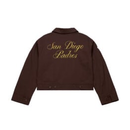 Mitchell & Ness San Diego Padres Womens Script Mechanic Jacket Brown Gold