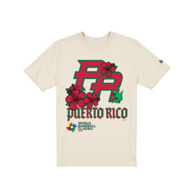 New Era Puerto Rico Official World Baseball 2026 Short Sleeve T-Shirt Cream White