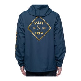 Salty Crew Tippet Snapfront Hooded Coaches Jacket Midnight Navy