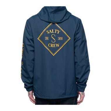 Salty Crew Tippet Snapfront Hooded Coaches Jacket Midnight Navy Salty Crew Tippet Snapfront Hooded Coaches Jacket Midnight Navy