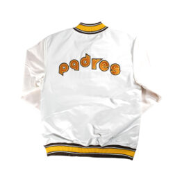 Mitchell & Ness San Diego Padres Reversible Lightweight Satin Jacket White Brown