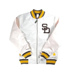 Mitchell & Ness San Diego Padres Reversible Lightweight Satin Jacket White Brown