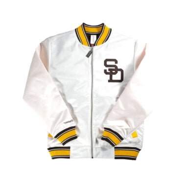 Mitchell & Ness San Diego Padres Reversible Lightweight Satin Jacket White Brown Mitchell & Ness San Diego Padres Reversible Lightweight Satin Jacket White Brown