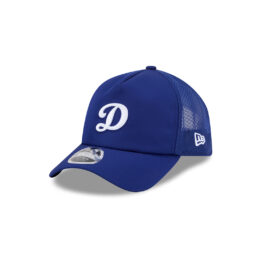 New Era 9Forty Apex Los Angeles Dodgers D Logo Batting Practice 2026 Mesh Trucker A-Frame Snapback Hat Dark Royal Blue White