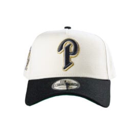 New Era 9Forty San Diego Padres P Logo Two Tone A-Frame Snapback Hat Chrome White Metallic Graphite Black