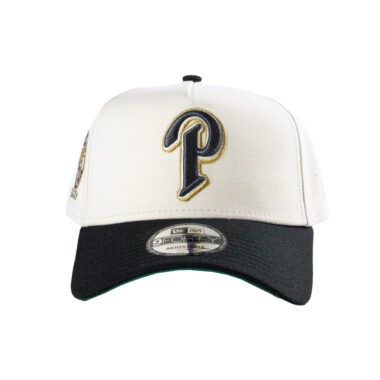 New Era 9Forty San Diego Padres P Logo Two Tone A-Frame Snapback Hat Chrome White Metallic Graphite Black