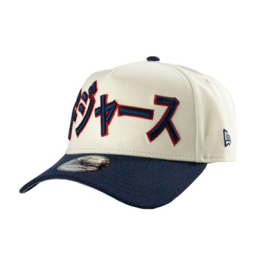 New Era 9Forty Los Angeles Dodgers Katakana A-Frame Snapback Hat Chrome White Light Navy Blue Red