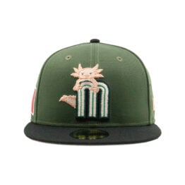 New Era 59Fifty Mexico Official World Baseball Classic Axolotl Fitted Hat Rifle Green White