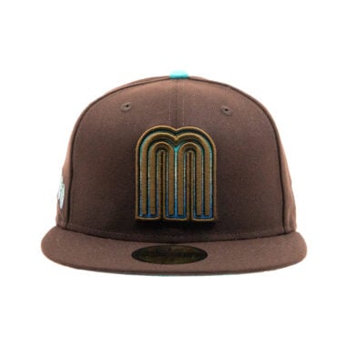 New Era 59Fifty Mexico Official World Baseball Classic Biolumiscenscia Fitted Hat Burnt Wood Brown Blue