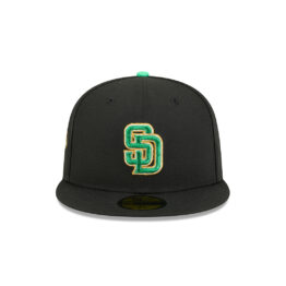 New Era 59Fifty San Diego Padres St Patricks Day 2026 Fitted Hat Black Kelly Green